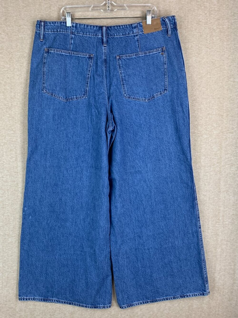 Madewell Wide Sweep Trousers Size 33 Blue Denim Wide Leg Flare 100% Cotton - Picture 7 of 12